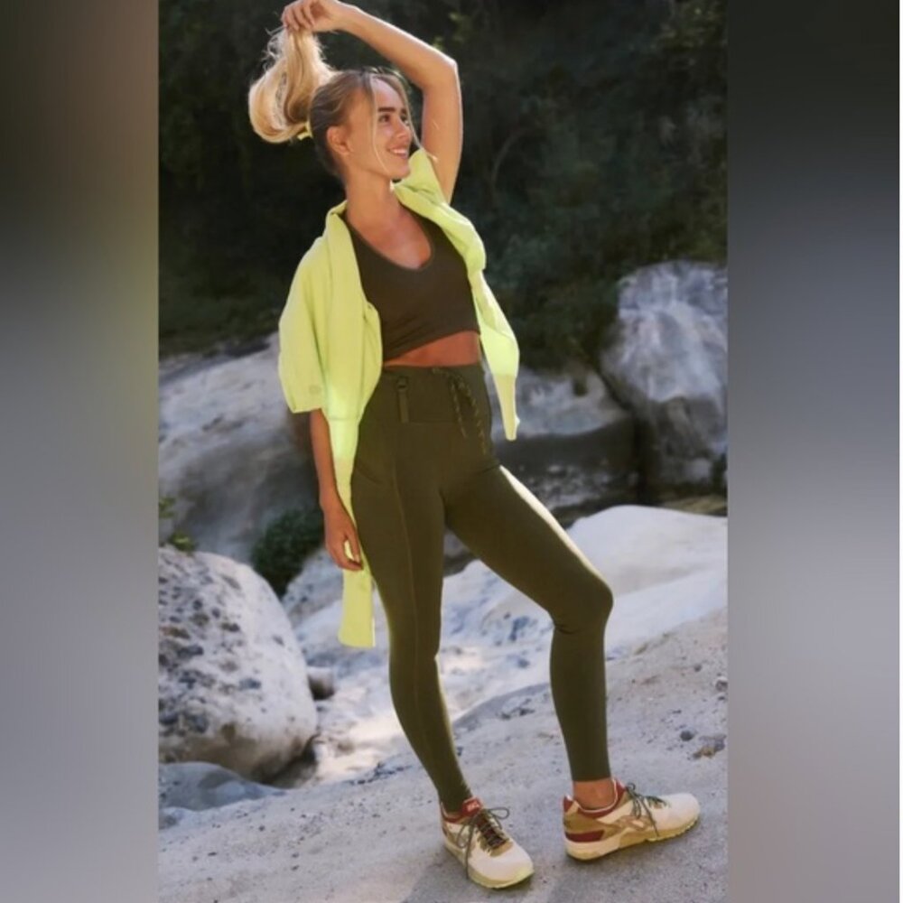 NWOT Free People Walk on Leggings GREEN XS